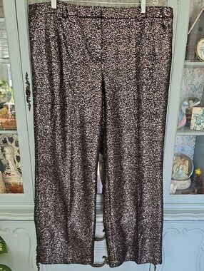 H&M Sequin Wide-Leg Pants in Black/Silver/Bronze